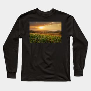 Corn field at sunset Long Sleeve T-Shirt